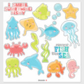 Kleurrijke Vis in het Zee Contour Sticker (Vel)