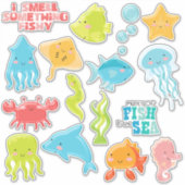 Kleurrijke Vis in het Zee Contour Sticker (Voorkant)