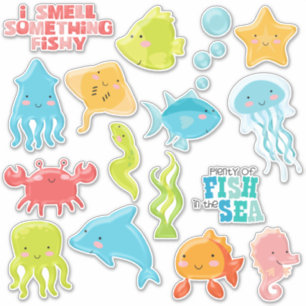 Kleurrijke Vis in het Zee Contour Sticker