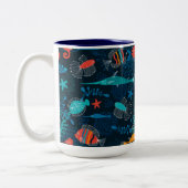 Kleurrijke Vis in Oceaan Tweekleurige Koffiemok (Links)