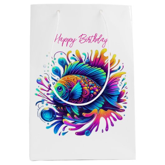 Kleurrijke vis- medium cadeauzakje (Voorkant)