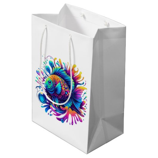 Kleurrijke vis- medium cadeauzakje (Achterkant Gekanteld)