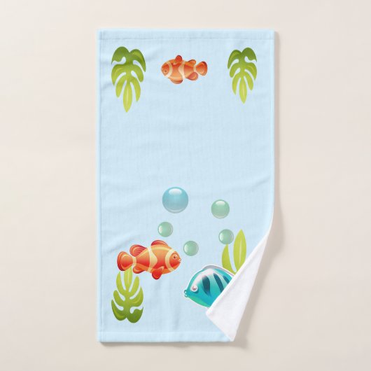 Kleurrijke vis met bubbels en zeewier bad handdoek (Handdoek)