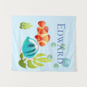 Kleurrijke vis met bubbels en zeewier wandkleed (Voorkant (horizontaal))