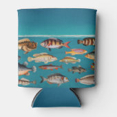 Kleurrijke vis onder blauw zeewater blikjeskoeler (Voorkant)