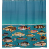 Kleurrijke vis onder blauw zeewater douchegordijn (Voorkant)