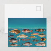 Kleurrijke vis onder blauw zeewater feestdagenkaart (Voorkant / Achterkant)