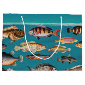 Kleurrijke vis onder blauw zeewater groot cadeauzakje (Achterkant)