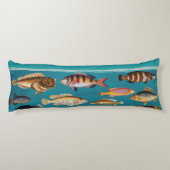 Kleurrijke vis onder blauw zeewater lichaamskussen (Achterkant)