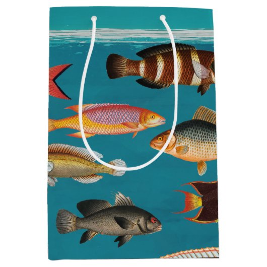 Kleurrijke vis onder blauw zeewater medium cadeauzakje (Voorkant)