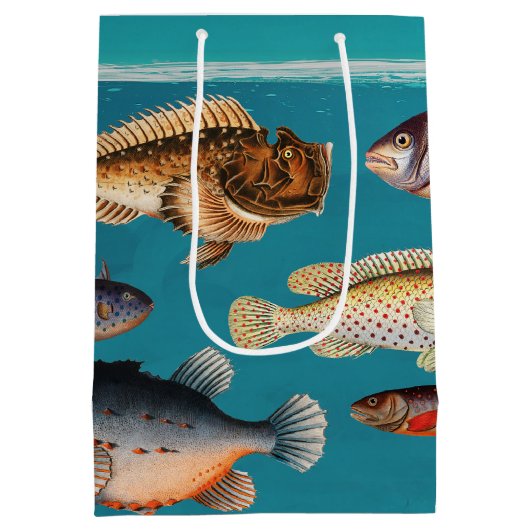 Kleurrijke vis onder blauw zeewater medium cadeauzakje (Achterkant)