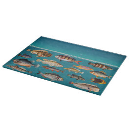 Kleurrijke vis onder blauw zeewater snijplank