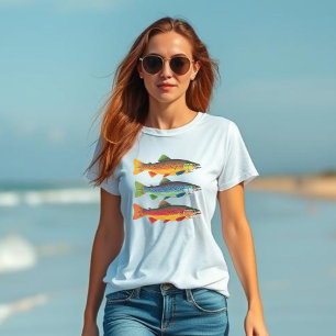 Kleurrijke vis regenboogforel t-shirt