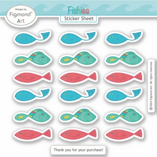 Kleurrijke Vis Sticker Blad door Figmond Art (Voorkant)