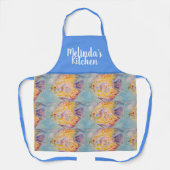 Kleurrijke Vis Waterverf Blauw Vrouwen Keuken Scho Schort (Voorkant)