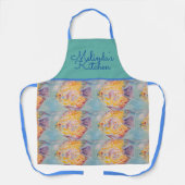 Kleurrijke Vis Waterverf Blauw Vrouwen Keuken Scho Schort (Voorkant)