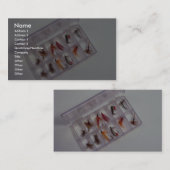 Kleurrijke vishaken in de vliegbox visitekaartje (Voorkant / Achterkant)