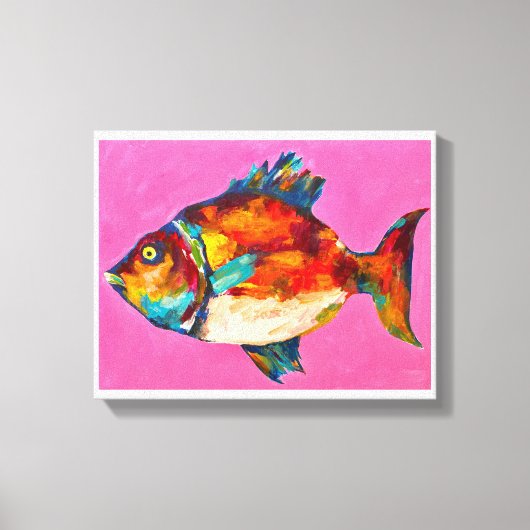 Kleurrijke viskunst canvas afdruk (Voorkant)