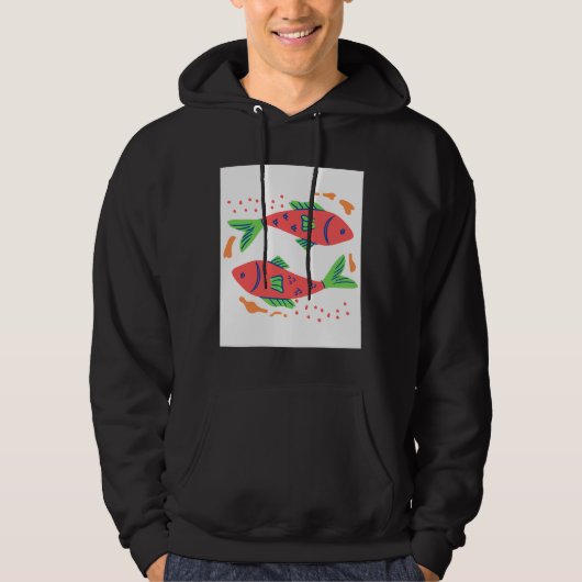 Kleurrijke viskunst hoodie (Voorkant)
