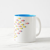 Kleurrijke vismigratie tweekleurige koffiemok (Voorkant rechts)