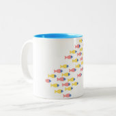 Kleurrijke vismigratie tweekleurige koffiemok (Voorkant links)