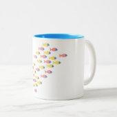 Kleurrijke vismigratie tweekleurige koffiemok (Voorkant rechts)