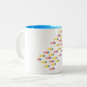 Kleurrijke vismigratie tweekleurige koffiemok (Voorkant links)