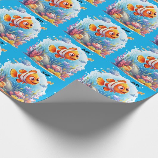 KLEURRIJKE VISSEN CADEAUPAPIER (Hoek)