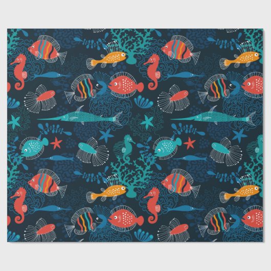 Kleurrijke Vissen in Oceaan Cadeaupapier (Vlak)