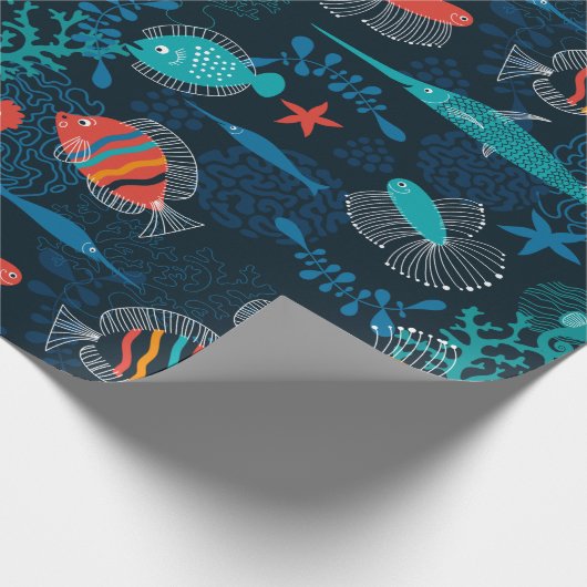 Kleurrijke Vissen in Oceaan Cadeaupapier (Hoek)