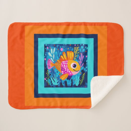 Kleurrijke vissen voor kinderen sherpa deken (Voorkant (horizontaal))