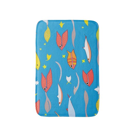 Kleurrijke vissen zwemmen in zee badmat (Voorkant Verticaal)