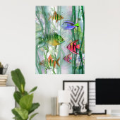 Kleurrijke visserij afdrukken poster