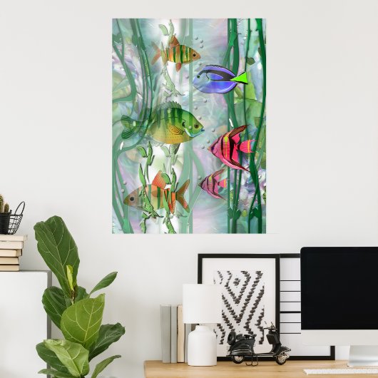 Kleurrijke visserij afdrukken poster (Thuiskantoor)