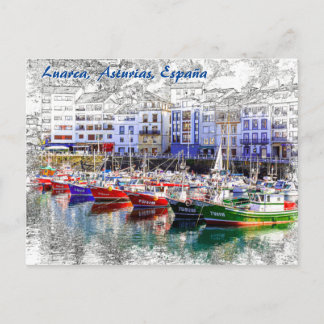 Kleurrijke vissersboten in Luarca, Asturië, Spanje Briefkaart