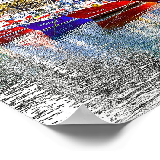 Kleurrijke vissersboten in Luarca, Asturië, Spanje Poster (Hoek)