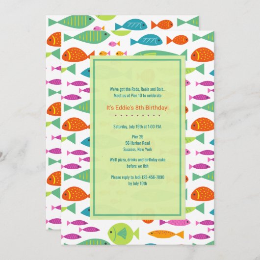 Kleurrijke visuitnodigingen kaart (Voorkant / Achterkant)