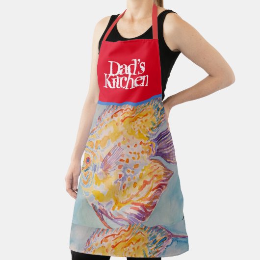 Kleurrijke visWaterverf Blue Dads Kitchen Schort (Insitu)