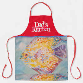 Kleurrijke visWaterverf Blue Dads Kitchen Schort