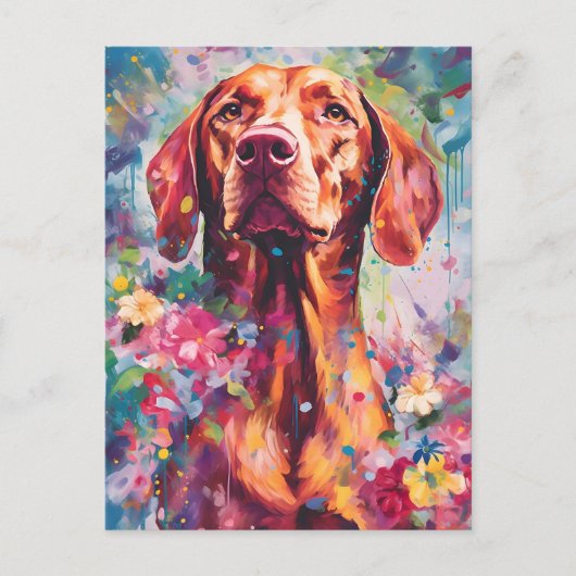 Kleurrijke Vizsla Briefkaart (Voorkant)