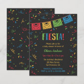 Kleurrijke vlaggen en Confetti Fiesta Baby shower Kaart (Voorkant / Achterkant)