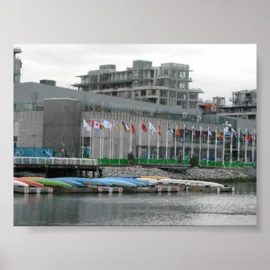 Kleurrijke vlaggen en kano's poster (Voorkant)