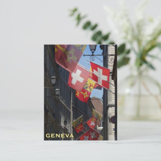 Kleurrijke Vlaggen in Genève, Zwitserland Briefkaart (Staand voorkant)