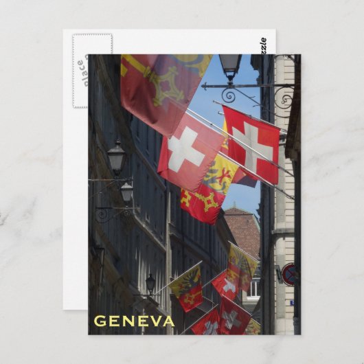 Kleurrijke Vlaggen in Genève, Zwitserland Briefkaart (Voorkant / Achterkant)
