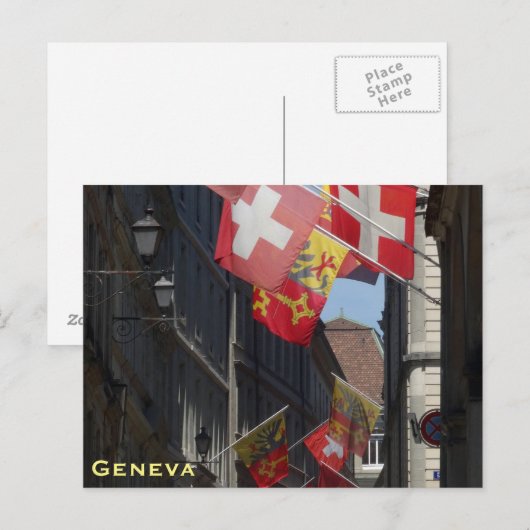 Kleurrijke vlaggen in Genève, Zwitserland Briefkaart (Voorkant / Achterkant)
