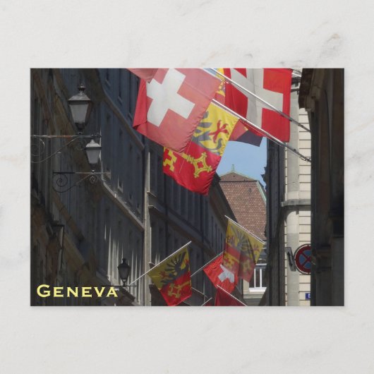 Kleurrijke vlaggen in Genève, Zwitserland Briefkaart (Voorkant)