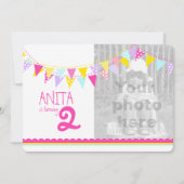 Kleurrijke vlaggen meisjes 2e verjaardagsfeest uit kaart (Voorkant)