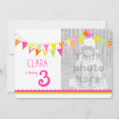 Kleurrijke vlaggen meisjes 3e verjaardag party uit kaart (Voorkant)