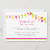 Kleurrijke vlaggen meisjes 8e verjaardag party roz kaart (Achterkant)