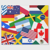 Kleurrijke vlaggen rond het wereldcadeau cadeaupapier (Vlak)